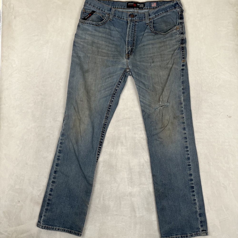 Ariat FR M4 Boot Jeans Mens 38x34 Blue Relaxed Bootcut Work Denim Med Wash